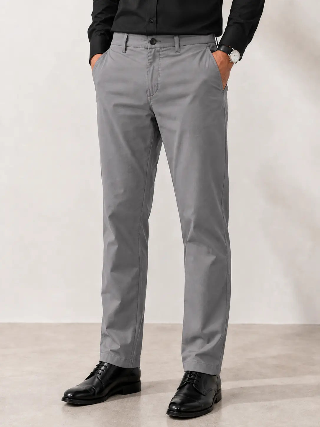 Silver Grey Cotton Chino