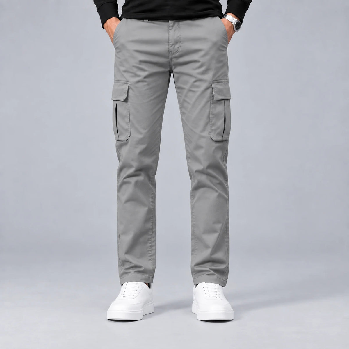 Silver Grey Cargo Trouser